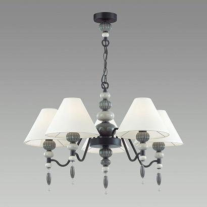 люстры 4896/5 modern odl_ex23 25 черный матов./серый/молочный металл/керамика/ткань люстра e14 5*40w sochi, доставка по Казахстану 