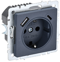 BRITE Роз. с з/к/ш 16А с USB A+C 18Вт РЮш11-1-БрМ мар. IEK 