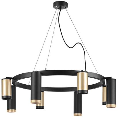 lr01840487470 подвесной светильник rullo 8х50w gu10 черный/золото (571018+214440-4+214487-4+203437-4+203440-4), доставка по Казахстану 
