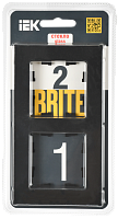 BRITE Рамка 2-мест. РУ-2-2-Бр стекло черн. матовый IEK 
