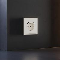 Накладка для розетки с заземлением и защитными шторками, с USB A+C, S70 (хлопок) 