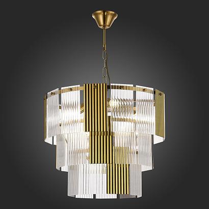 люстры sle1123-303-07 люстра подвесная латунь/золотистый, прозрачный e14 7*40w tresa, доставка по Казахстану 