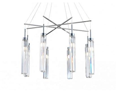 newport 4520 4524+4/s chrome , подвесной светильник, chrome clear crystal d68.5*h51 cm g9 8*60w, доставка по Казахстану 