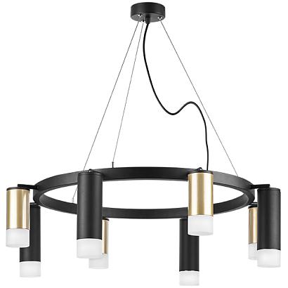 lr0184048741 подвесной светильник rullo 8х50w gu10 черный/золото (571018+214440-4+214487-4+202431-8), доставка по Казахстану 