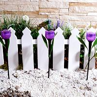 USL-C-453/PT305 PURPLE TULIP  Садовый светильник на солнечной батарее ,Лиловый тюльпан,. Белый свет. 1*LR аккумулятор в/к. IP44. TM Uniel.
