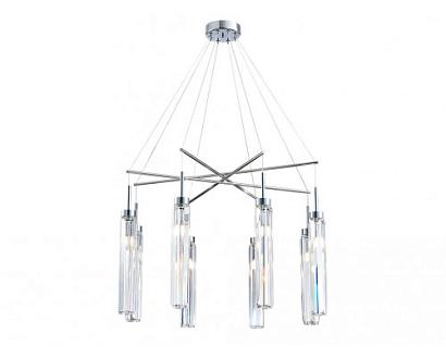 newport 4520 4524+4/s chrome , подвесной светильник, chrome clear crystal d68.5*h51 cm g9 8*60w, доставка по Казахстану 