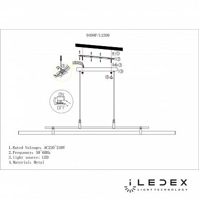 подвесной светильник iledex zoom 9498p-46w-3000k gold&brown&white iledex 9498p-46w-3000k gl-br-wh, доставка по Казахстану 