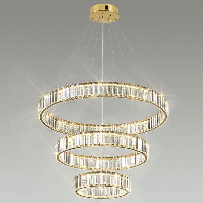 5015/88l l-vision odl23 427 золотой/прозрачный металл/хрусталь люстра led 88w 4000k 10200лм vekia, доставка по Казахстану 