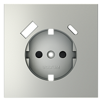 Накладка для розетки с заземлением и защитными шторками, с USB A+C, S70 (сталь) 
