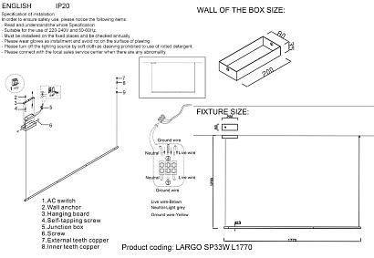 светильник подвесной crystal lux largo sp33w l1770 black crystal lux 0780/233, доставка по Казахстану 