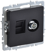 BRITE Роз. двойная TV+RJ45 кат.5E РТВ/РК12-БрЧ черн. IEK 