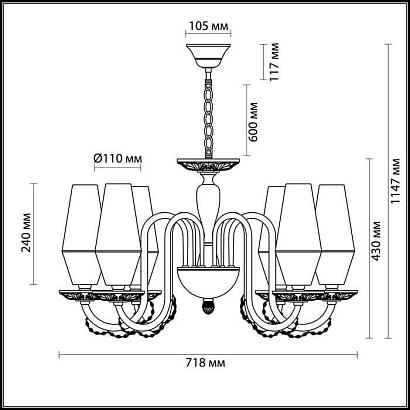 люстры подвесная люстра odeon light felicia 3920/6, доставка по Казахстану 