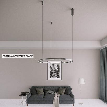 подвесной светильник crystal lux fortuna sp88w led black crystal lux 1811/301n, доставка по Казахстану 