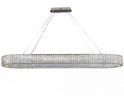 newport 8240 8240/140 oval  , подвесной светильник, chrome сlear crystal l140*w40*h10/250 cm  led stip 3100k 64w 7040lm, доставка по Казахстану 