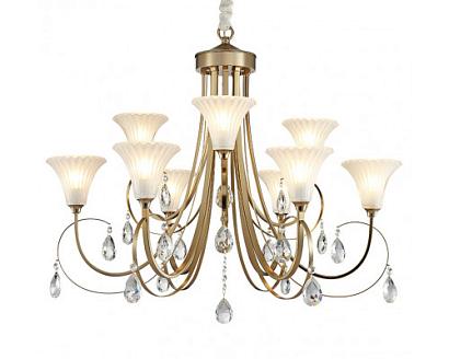 люстры newport 4820 4829/c , люстра, french gold clear crystal matt white glass d87*h59/150 cm e14 9*60w, доставка по Казахстану 
