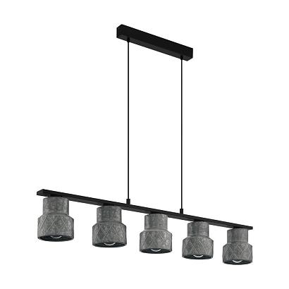 люстры 39855 подвес hilcott, 5х40w (e27), l1160, b145, h1100, сталь, черный сталь, оцинкованный, доставка по Казахстану 