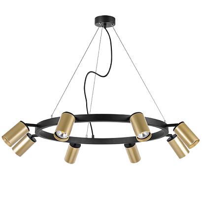 lr018408 подвесной светильник rullo 8х50w gu10 черный/золото (571018+214440-8), доставка по Казахстану 