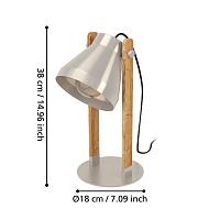 43953 Настольная лампа CAWTON, 1X40W (E27), H380, сталь, дерево, коричневый
