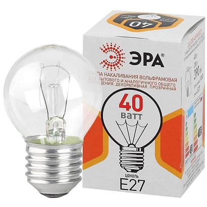 Лампа накаливания ЭРА E27 40W прозрачная ДШ 40-230-E27-CL Б0039137 купить в Алматы svet.kz