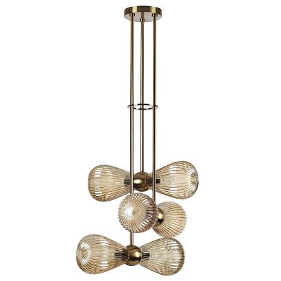 люстры 5402/6 modern odl_ex23 21 золотой/янтарный/металл/стекло подвес e14 6*40w elica, доставка по Казахстану 