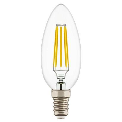 933502 Лампа LED FILAMENT 220V C35 E14 6W=65W 400-430LM 360G CL 3000K 30000H (в комплекте) купить в Алматы svet.kz