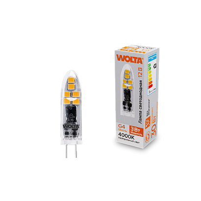 "Светодиодная лампа  WOLTA WSTD-JC-12V3W4KG4-P (пластик)  ""Капсульная"" JC 3Вт 240лм 4000K G4 1/10/100/1000" купить в Алматы svet.kz