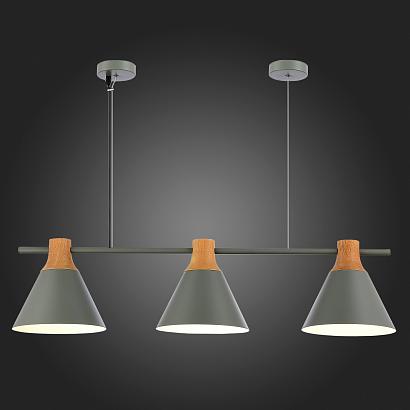 светильник подвесной серый/серый, светлое дерево e14 3*40w, доставка по Казахстану 