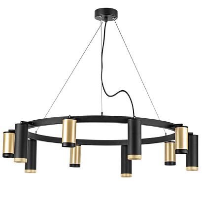 lr02040587570 подвесной светильник rullo 10х50w gu10 черный/золото (571020+214440-5+214487-5+203437-5+203440-5), доставка по Казахстану 