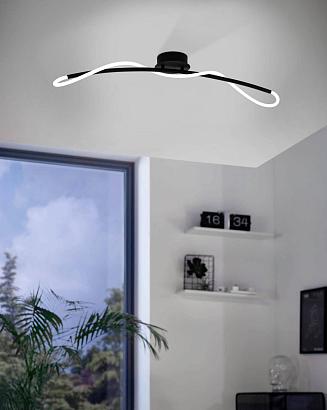 люстры 99381 светод. потолочный светильник egidonella, 20w (led), h210, l900, сталь, черный пластик, белый, доставка по Казахстану 