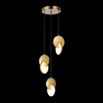 люстры sl6107.203.03 светильник подвесной st-luce золотистый/белый золотистый led 3*12w 3000k eclisse, доставка по Казахстану 