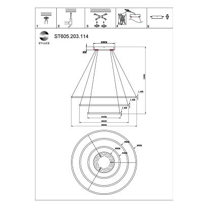люстры st605.203.114 cветильник подвесной  smart st-luce золотистый/белый led 1*114w 2800-6500k, доставка по Казахстану 