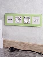 BRITE Роз. с з/к/ш 16А с USB A+A 3,1А РЮш10-2-БрЖ жемч. IEK 