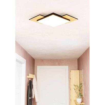 люстры 99655 потолочный светильник tamuria, led 12w, 1100lm, l285, b285, h60, сталь, дерево, черный, коричн, доставка по Казахстану 