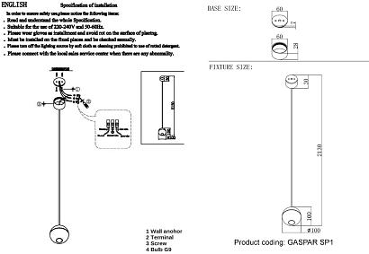 светильник подвесной crystal lux gaspar sp1 white crystal lux 1870/301, доставка по Казахстану 