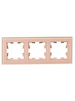 BRITE Рамка 3-мест. РУ-3-2-БрП стекло персиковый матовый IEK 