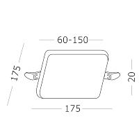 ST700.038.22 Св-к встр. Белый LED 1*22W 3000K 1 890Lm Ra80 120° IP20 L175xW175xH20 85-265V, доставка по Казахстану 