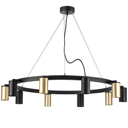 lr020405375 подвесной светильник rullo 10х50w gu10 черный/золото (571020+214440-5+214437-5), доставка по Казахстану 