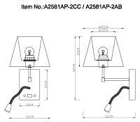 Дополнительная картинка Бра Arte Lamp Elba A2581AP-2AB