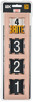 BRITE Рамка 4-мест. РУ-4-2-БрП стекло персиковый матовый IEK 
