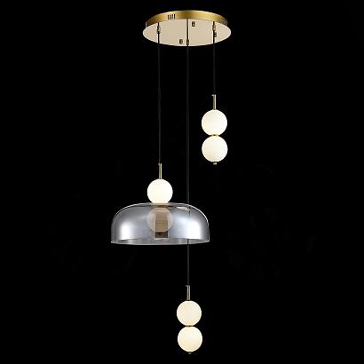 люстры sl6112.203.21 светильник подвесной st-luce золотистый/молочно-белый,прозрачно-дымчатый led *21w, доставка по Казахстану 