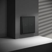 Выключатель встраиваемый VOLTUM S70 для жалюзи 10А, (черный матовый) 