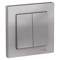ATLASDESIGN 2 клавишный ВЫКЛЮЧАТЕЛЬ, сх.5, 10АХ, в сборе, АЛЮМИНИЙ 