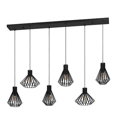 390126 люстра basidano, 6x40w (e27), сталь, черный, доставка по Казахстану 