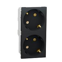 Розетка двойная Schneider Electric Unica New Modular с/з со шторками NU306754A 