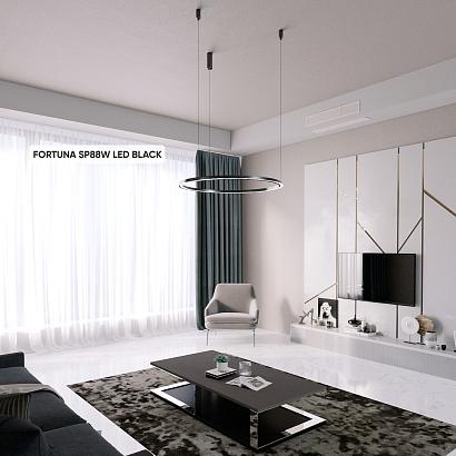 подвесной светильник crystal lux fortuna sp88w led black crystal lux 1811/301n, доставка по Казахстану 