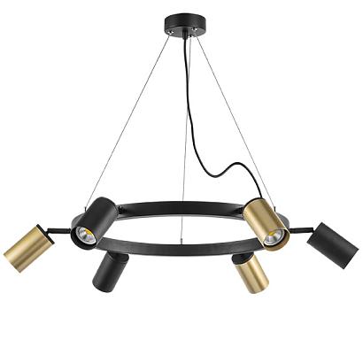 lr016403373 подвесной светильник rullo 6х50w gu10 черный/золото (571016+214440-3+214437-3), доставка по Казахстану 