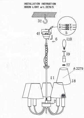 подвесная люстра odeon light cats 2279/5, доставка по Казахстану 