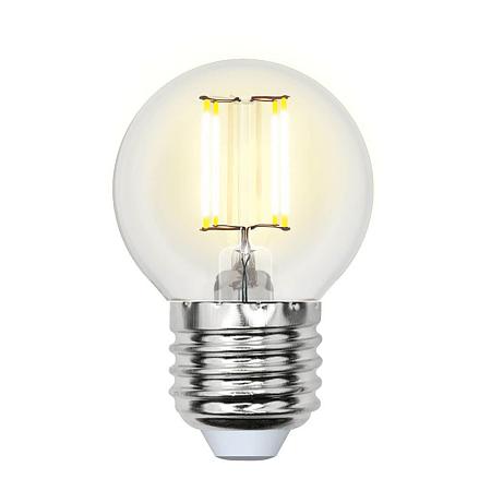 Лампа светодиодная филаментная Uniel E27 6W 4000K прозрачная LED-G45-6W/NW/E27/CL GLA01TR