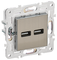 SKANDY Роз. USB A+A 3,1А SK-R15N никель IEK 