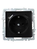 BRITE Роз. с з/к/ш 16А с USB A+C 18Вт РЮш11-1-БрЧ черн. IEK 